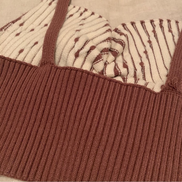 Ruched knit cropped spaghetti strap sweater top - medium - Picture 6 of 7